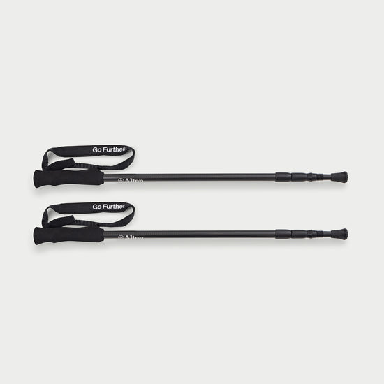 Hiking poles grip, strap and shaft close up