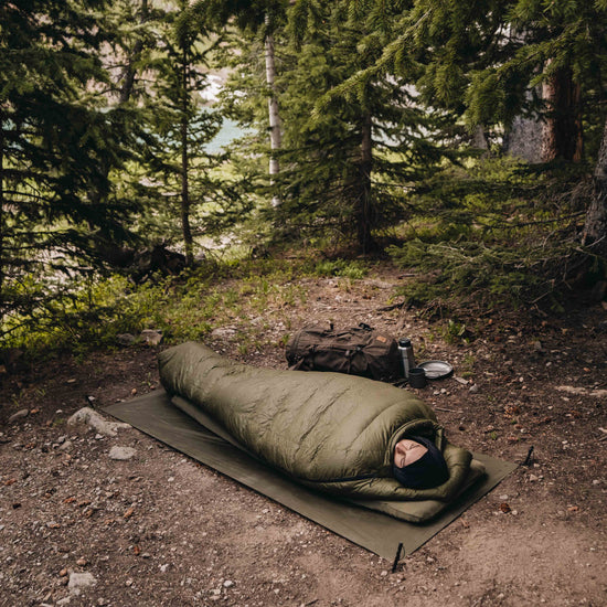 Alton Goose Down Sleeping Bag on hiking expedition