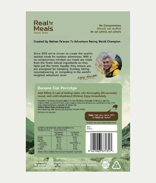 Real Meals - Banana Oat Porridge